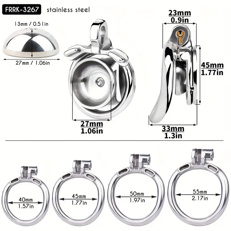 M-shaped Flat Stainless Steel Negative Inverted Chastity Penis Lock Cage