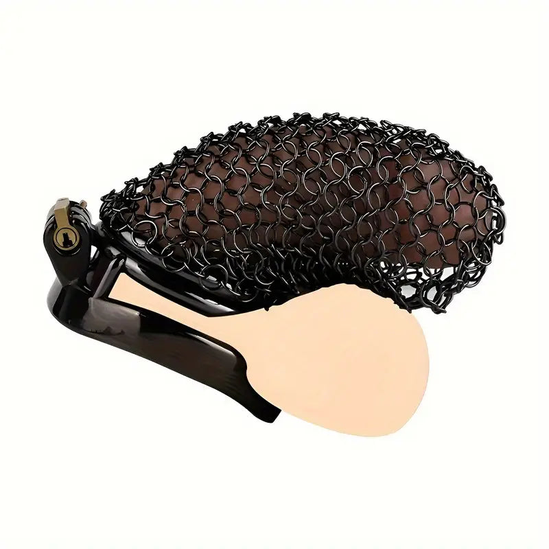 Black Long Chain Male Chastity Cage With Locking Clasp Adult BDSM Toy