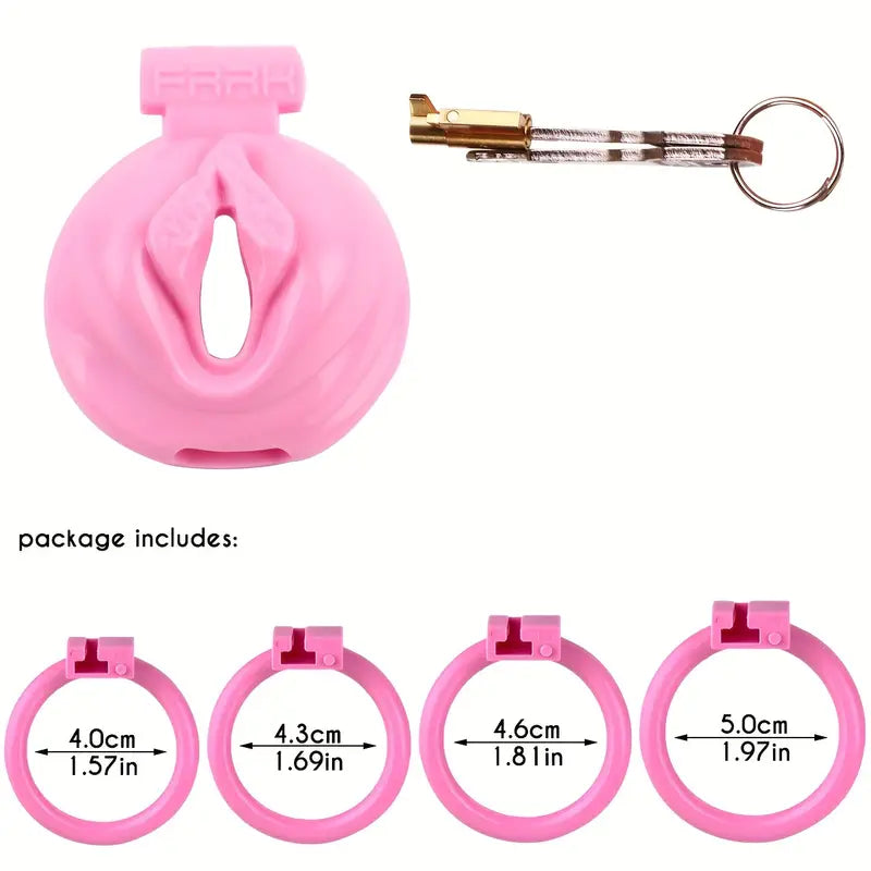 Plastic Pink Black Male Penis Cage With Adjustable Sizes Elastic Nylon Chastity