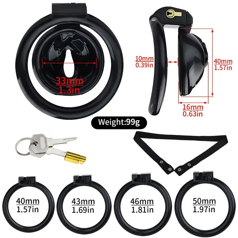 Plastic Male Female Genital Chastity Cage Device Set With 4 Size Clips