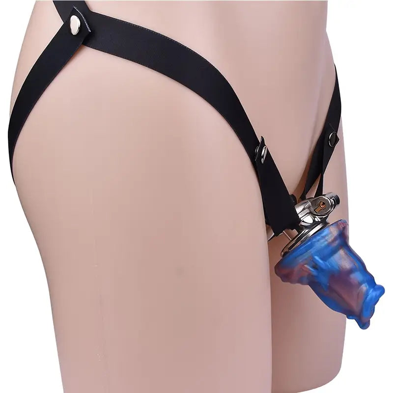 Silicone Mini Wolf Dildo With Metal Flat Chastity Cage Adjustable Strap Cock Ring