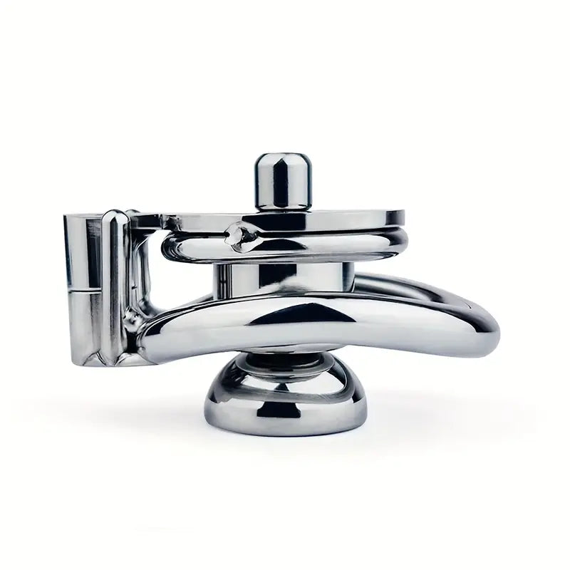 Stainless Steel Flat-Plate Hex Lock Chastity Cage With Removable Metal Urinal