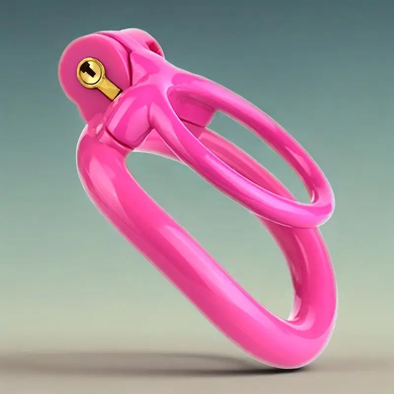 Pink Dual-Axis Penis Ring Adjustable Tension Lightweight Resin Cock Cage