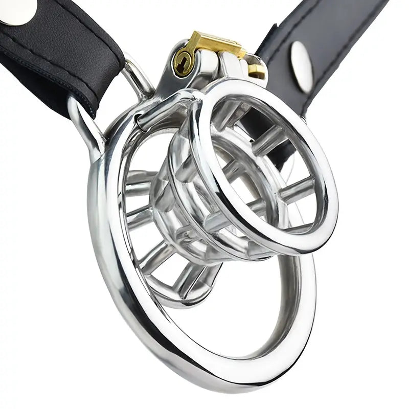 Negative Inverted Male Chastity Cage With PU Chastity Belt CB Lock Cock