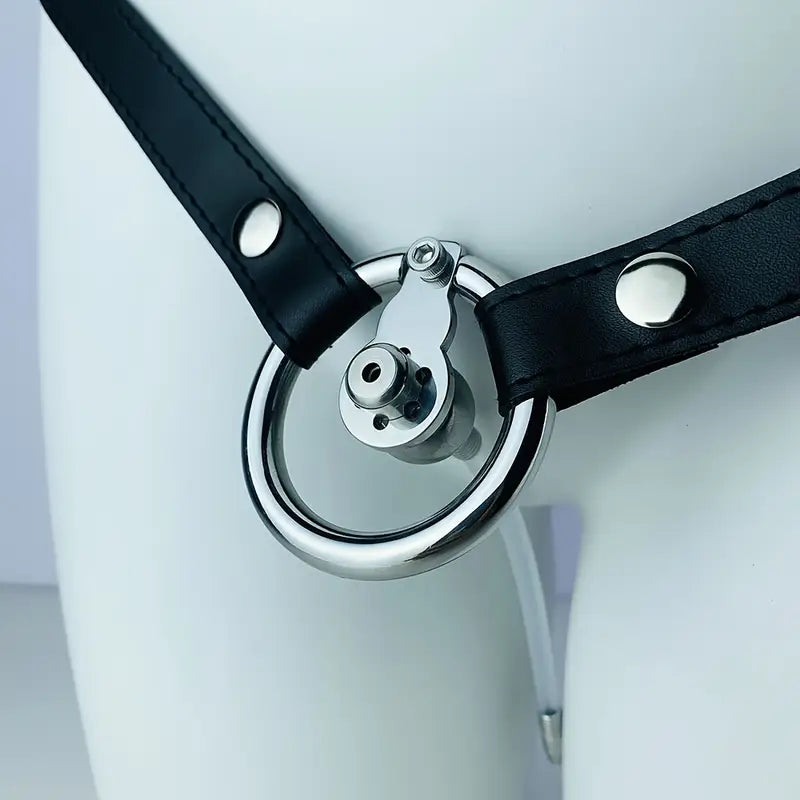 Flat Negative Chastity Cage With Belt Silicone Tube Removable Metal Steel Balls