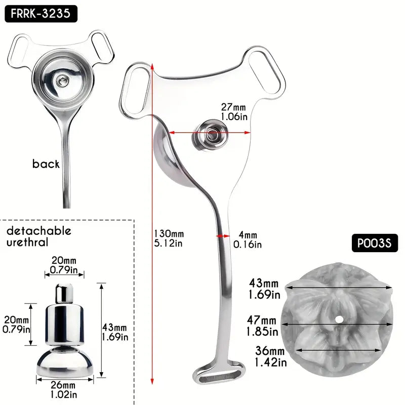 Metal Flat BDSM Butterfly Vaginal Chastity Cage Device Belt For Female Adults