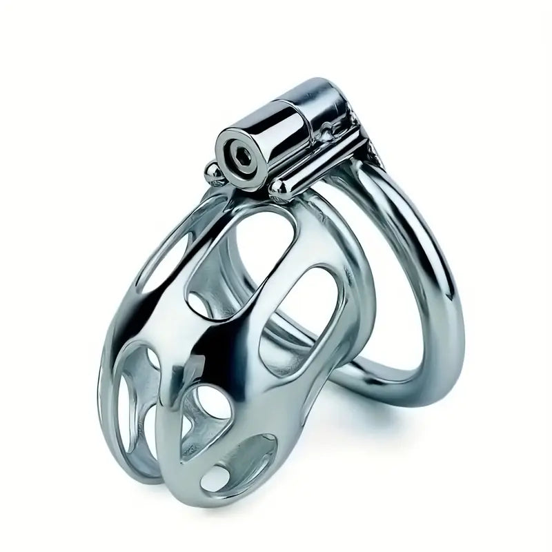 Hollowed-out Stainless Steel Penis Lock Columnar Shape Male Chastity Cage