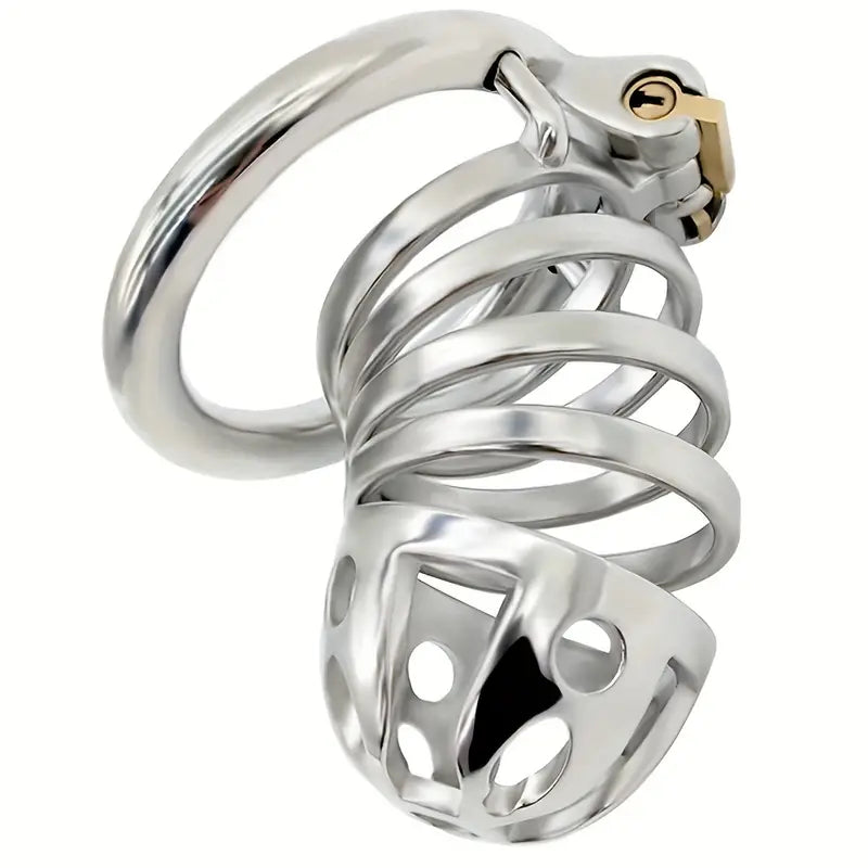 Stainless Steel Long Chastity Cage Device Multi-ring Penis Ring Chastity Lock