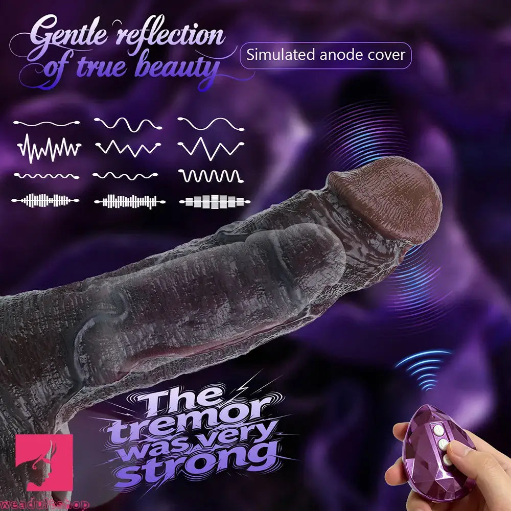 7.36in Vibrating Dildo Sleeve Friendly Flexible Men Penis Sleeve Sex Toy