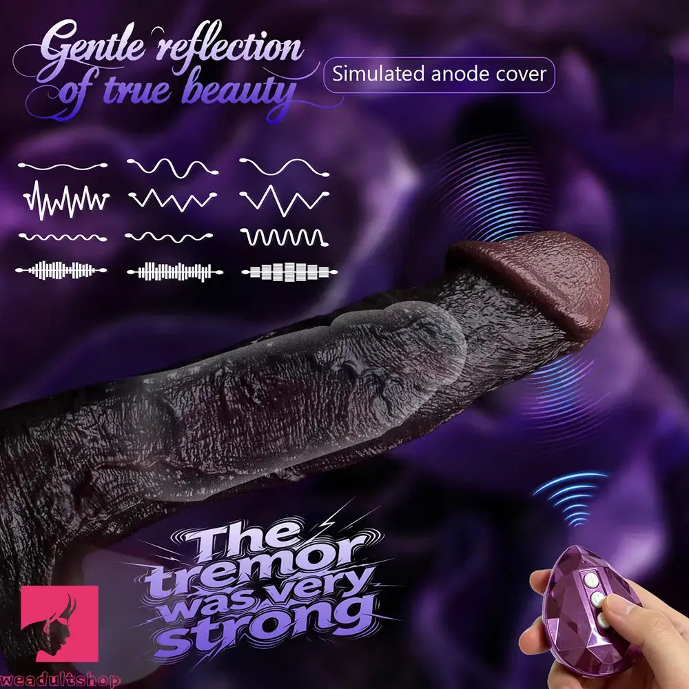 9.09in Vibrating Dildo Sleeve Reinforced Realistic Textured Silicone Penis Sleeve