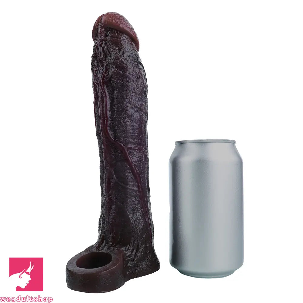 7.91in Vibrating Dildo Sleeve Washable Soft Touch Reusable Sperm Locking Ring
