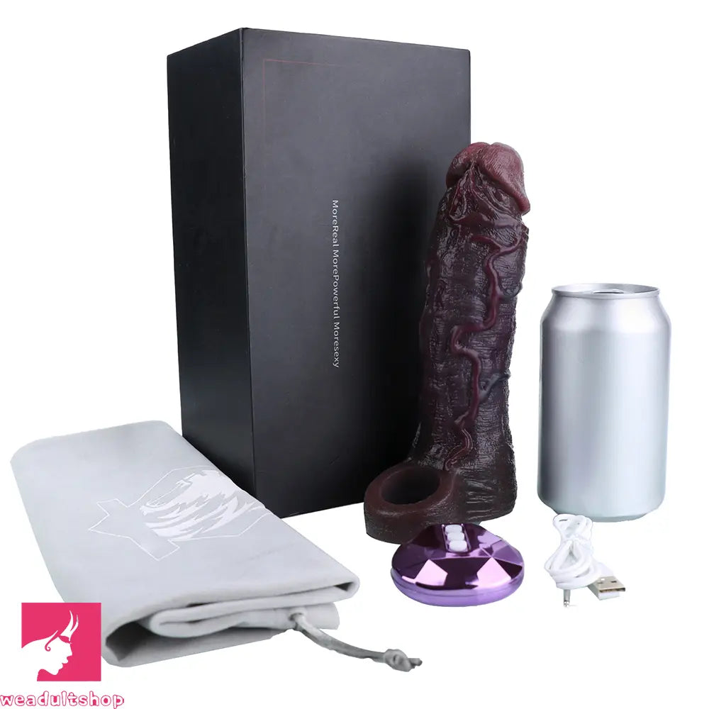 7.36in Vibrating Dildo Sleeve Friendly Flexible Men Penis Sleeve Sex Toy