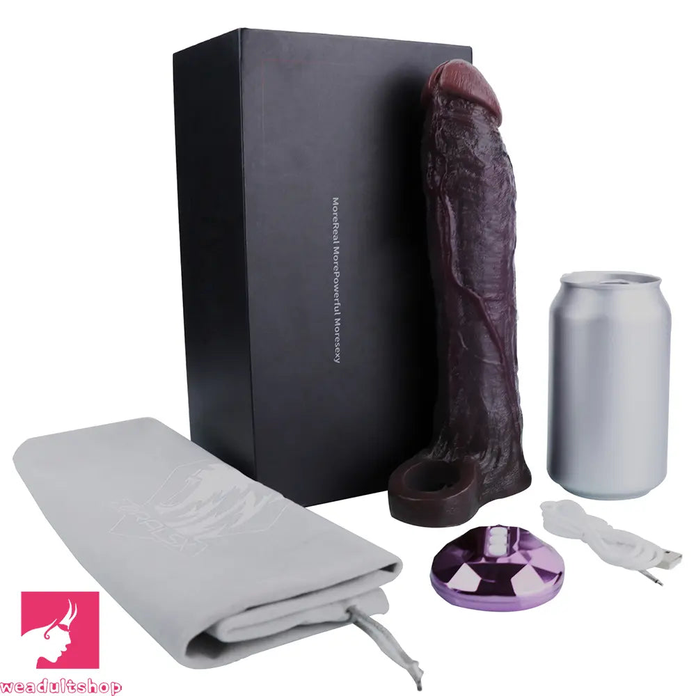 7.91in Vibrating Dildo Sleeve Washable Soft Touch Reusable Sperm Locking Ring
