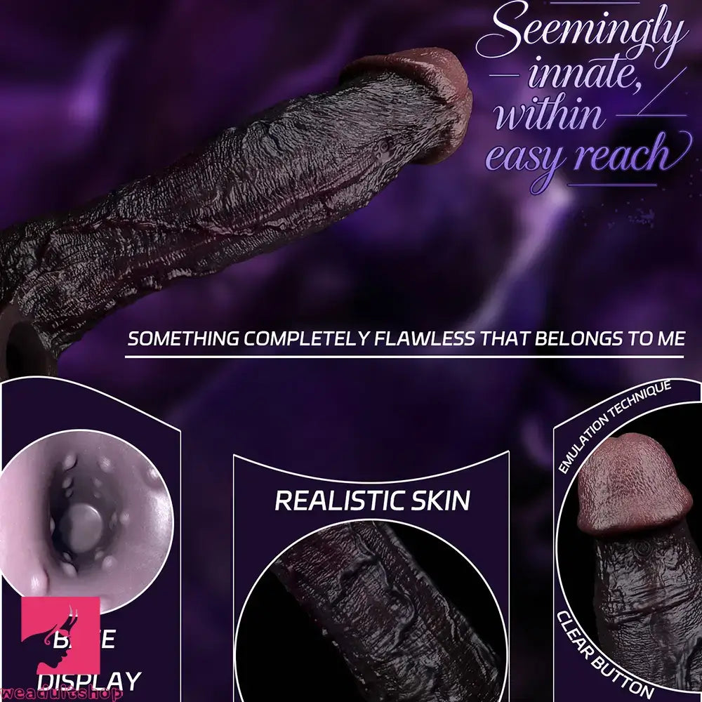 9.09in Vibrating Dildo Sleeve Reinforced Realistic Textured Silicone Penis Sleeve