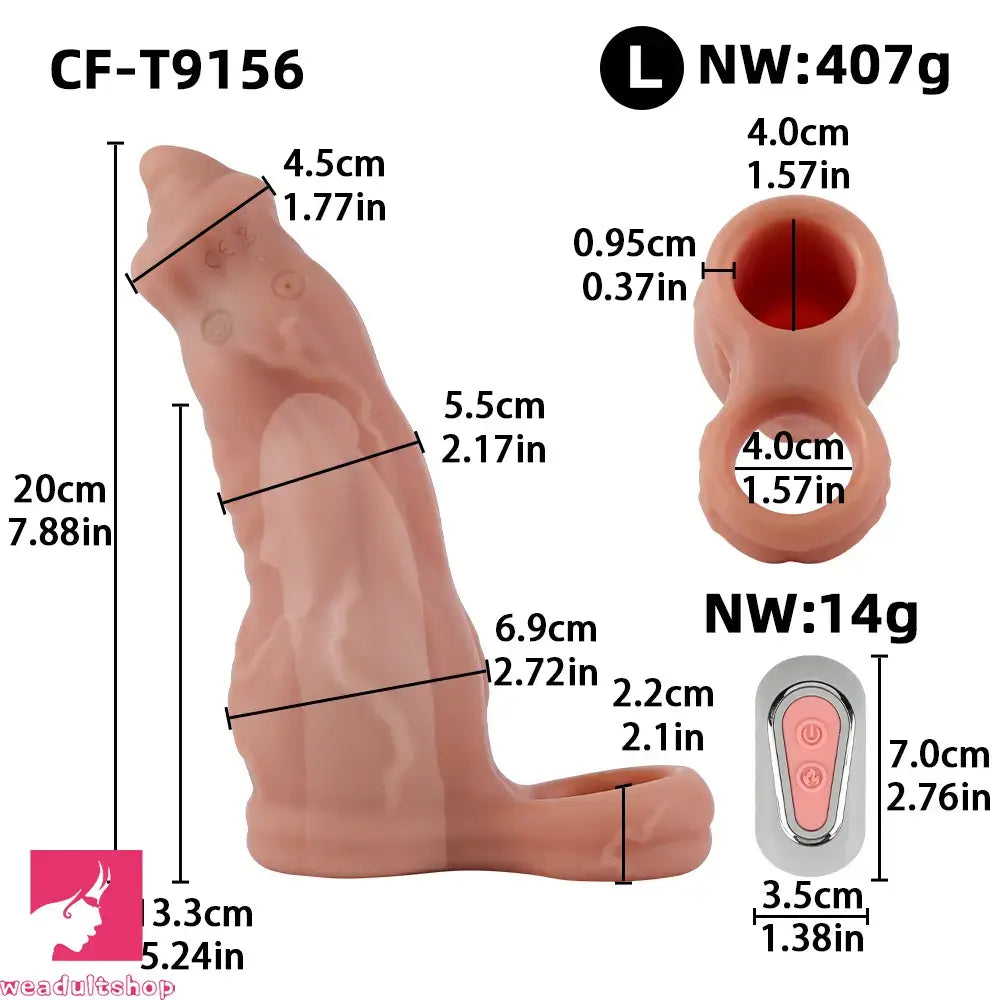 6.89in 7.88in Vibrating Cock Sleeve Dildo Stretchy Penis Ring Male Sleeve Toy