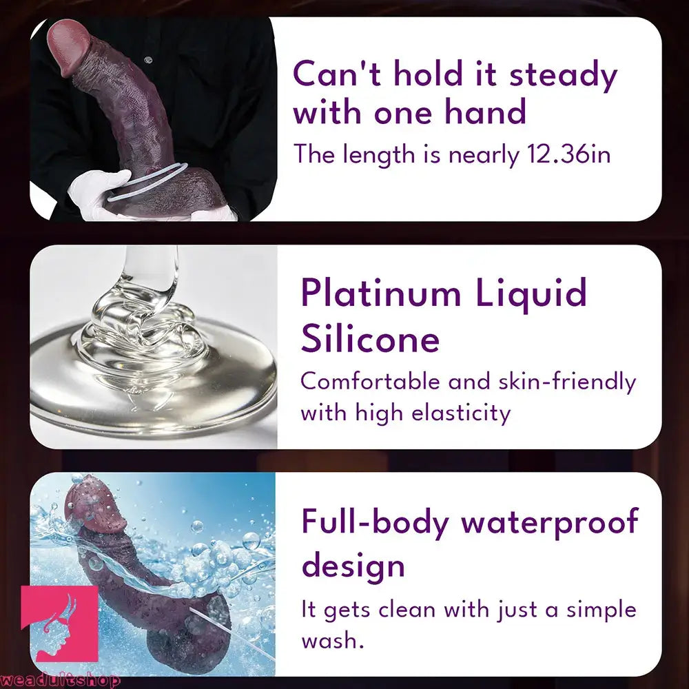 12.36in Dual Density Ejaculating Big Real Dildo For Vaginal Intimate Moments