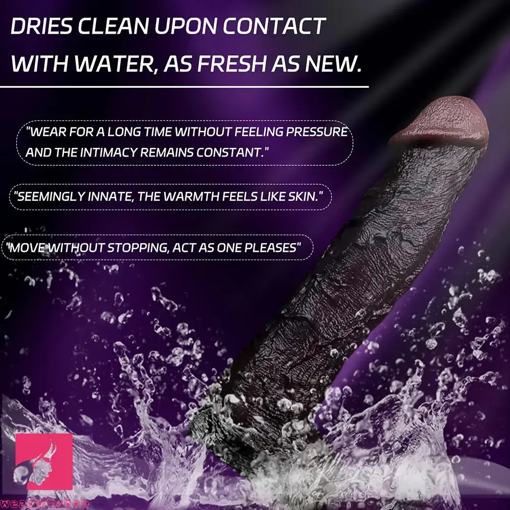 9.09in Vibrating Dildo Sleeve Reinforced Realistic Textured Silicone Penis Sleeve