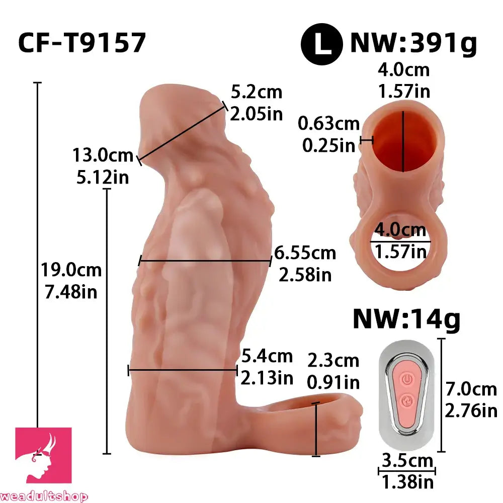 6.7in 7.84in Auto Vibrating Dildo Sleeve Resistant Pulling Reusable Dildo Cover