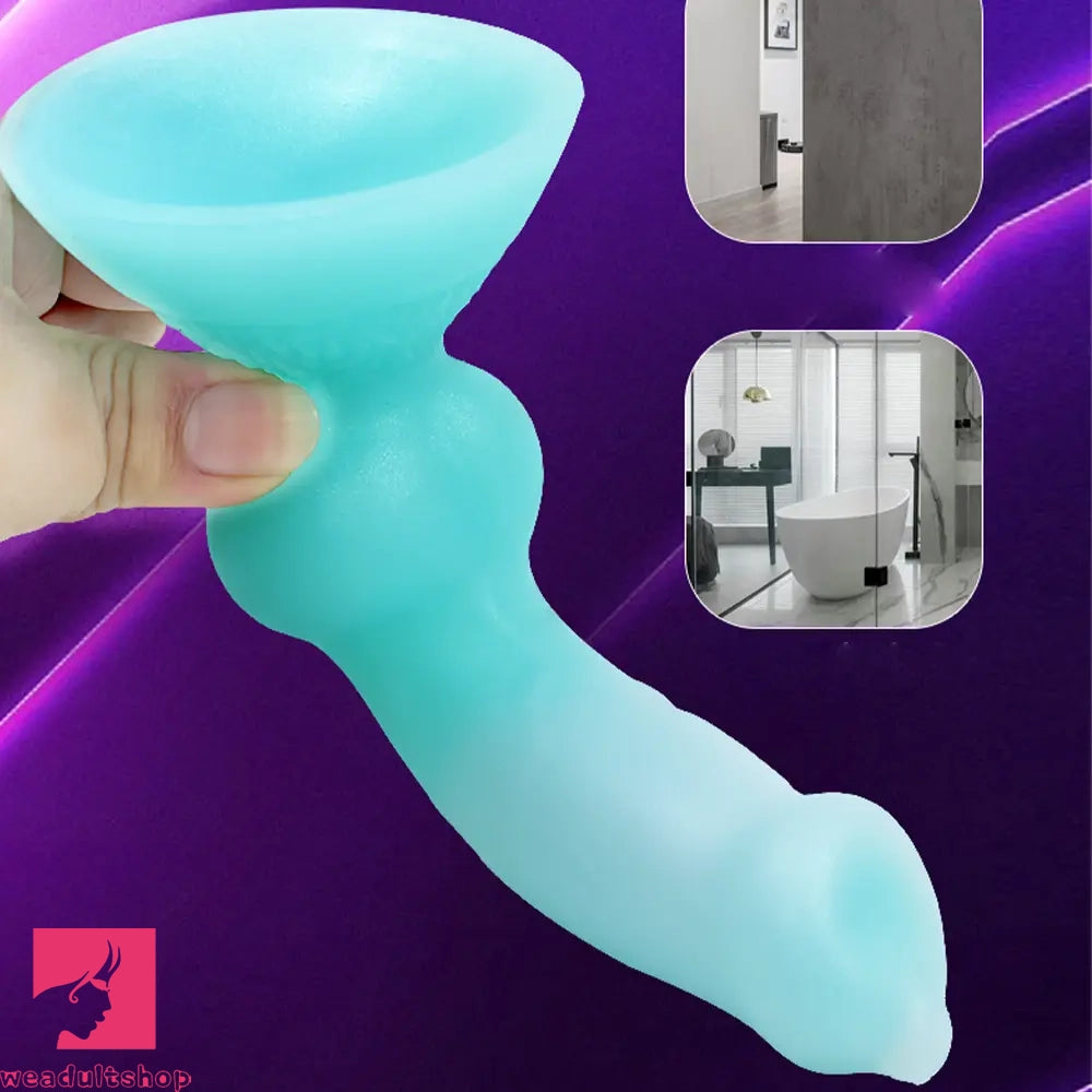 7.49in Dog Cock Knot Dildo Silicone Soft Animal Cock Luminous Clit Dildo