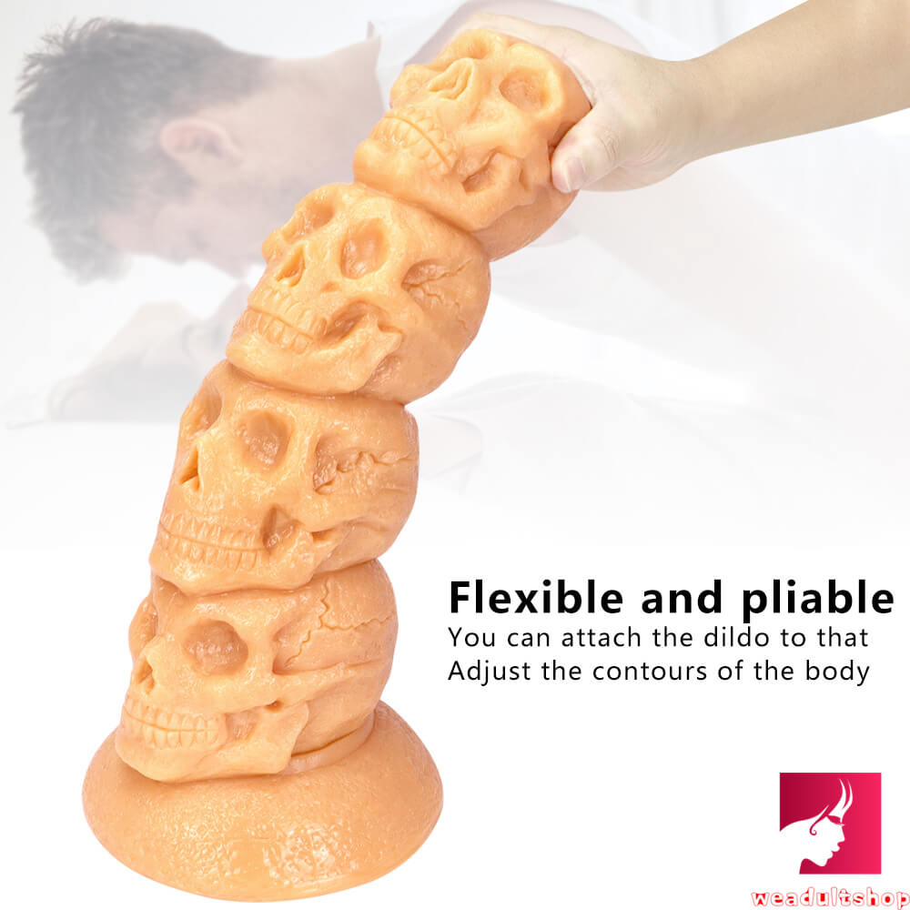 14.37in Realistic Skull Odd Big Thick Dildo For Anal Sex Fucking