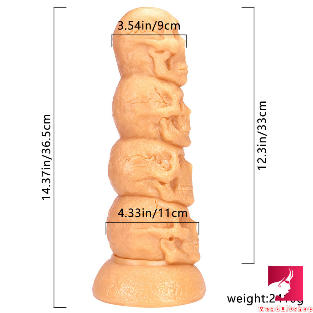 14.37in Realistic Skull Odd Big Thick Dildo For Anal Sex Fucking