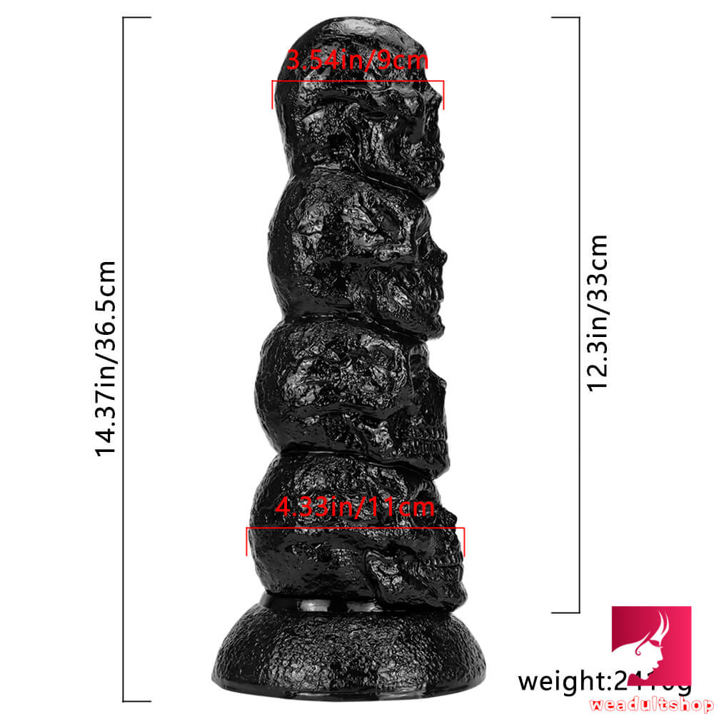 14.37in Realistic Skull Odd Big Thick Dildo For Anal Sex Fucking