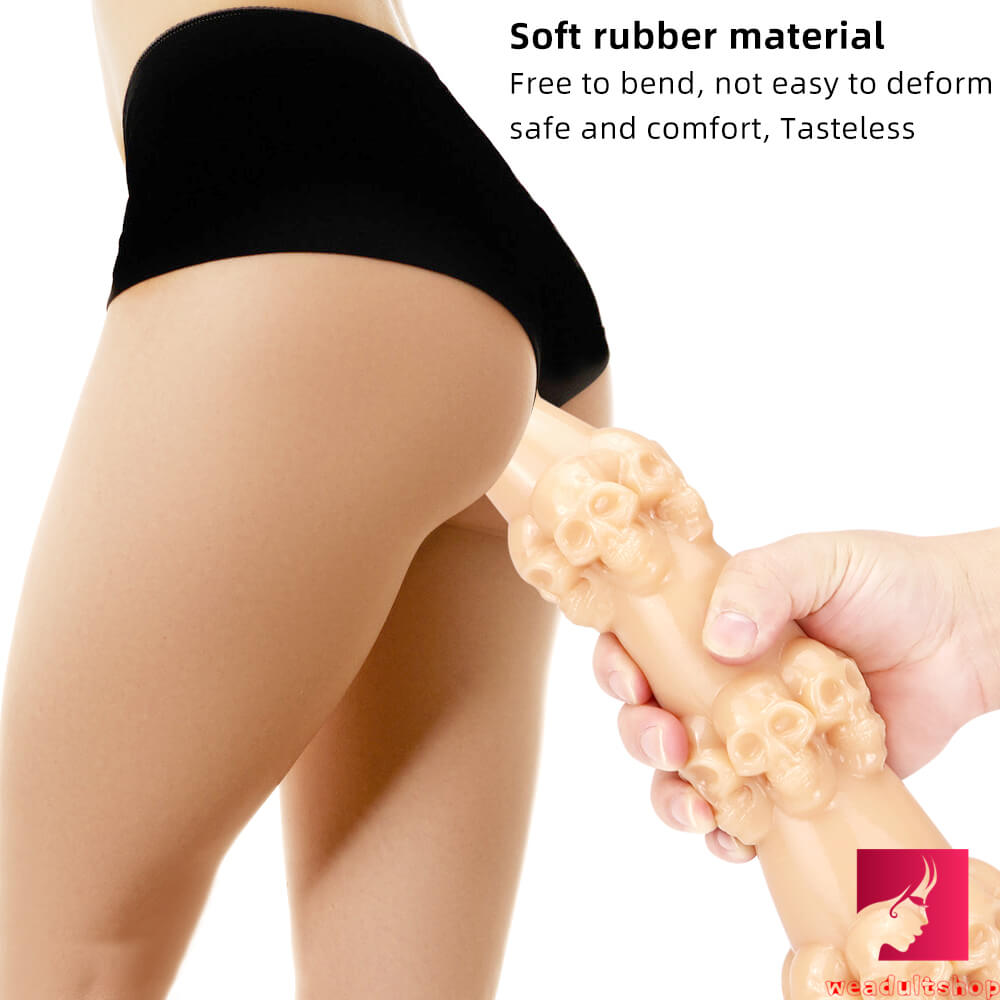 14.56in Skull Fantasy Women Fuck Big Black Dildo Thick Sex Toy