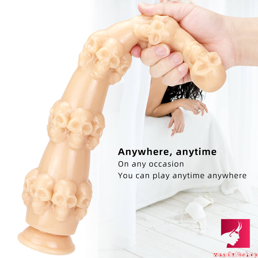 14.56in Skull Fantasy Women Fuck Big Black Dildo Thick Sex Toy