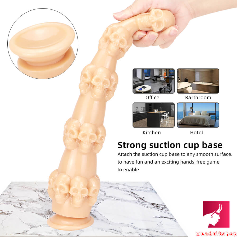 14.56in Skull Fantasy Women Fuck Big Black Dildo Thick Sex Toy