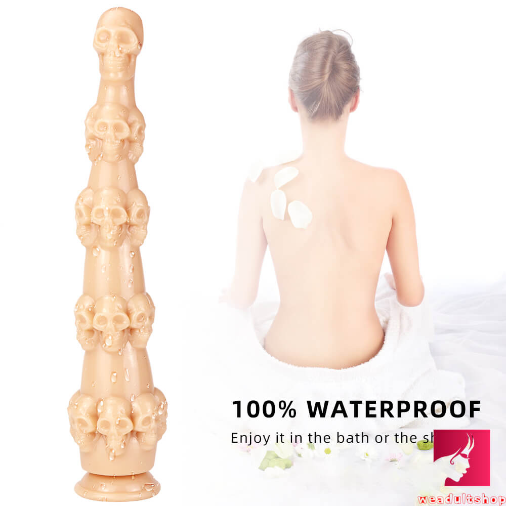 14.56in Skull Fantasy Women Fuck Big Black Dildo Thick Sex Toy