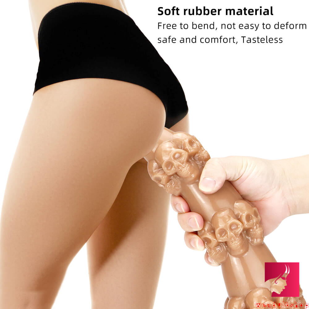 14.56in Skull Fantasy Women Fuck Big Black Dildo Thick Sex Toy