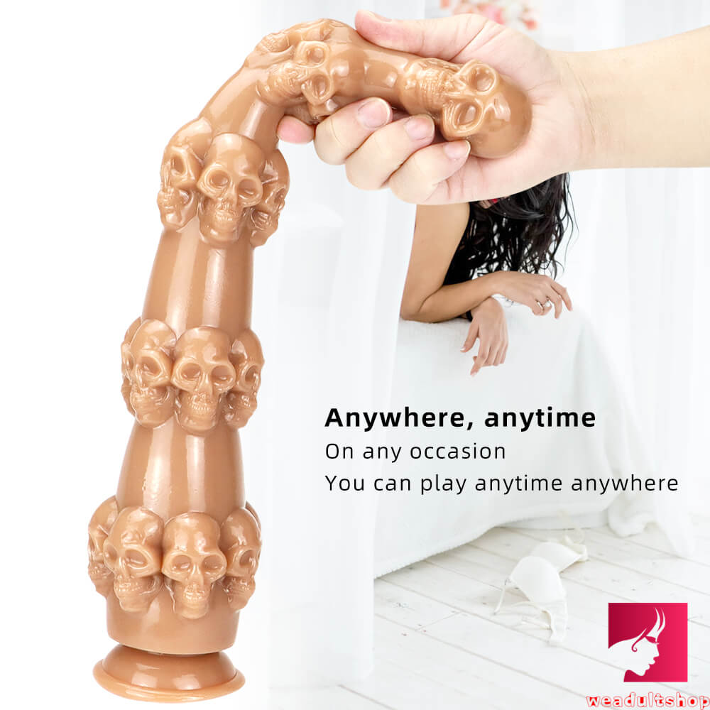 14.56in Skull Fantasy Women Fuck Big Black Dildo Thick Sex Toy