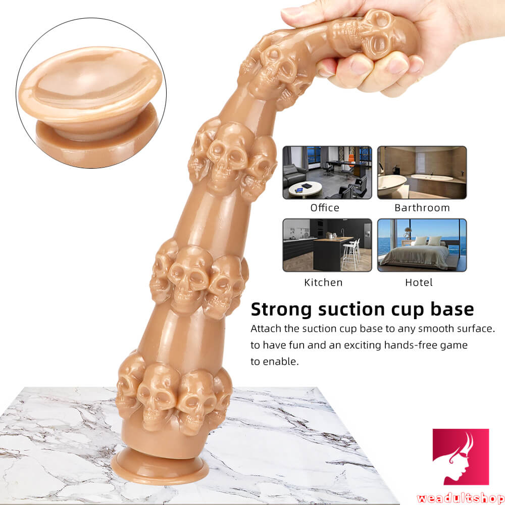 14.56in Skull Fantasy Women Fuck Big Black Dildo Thick Sex Toy