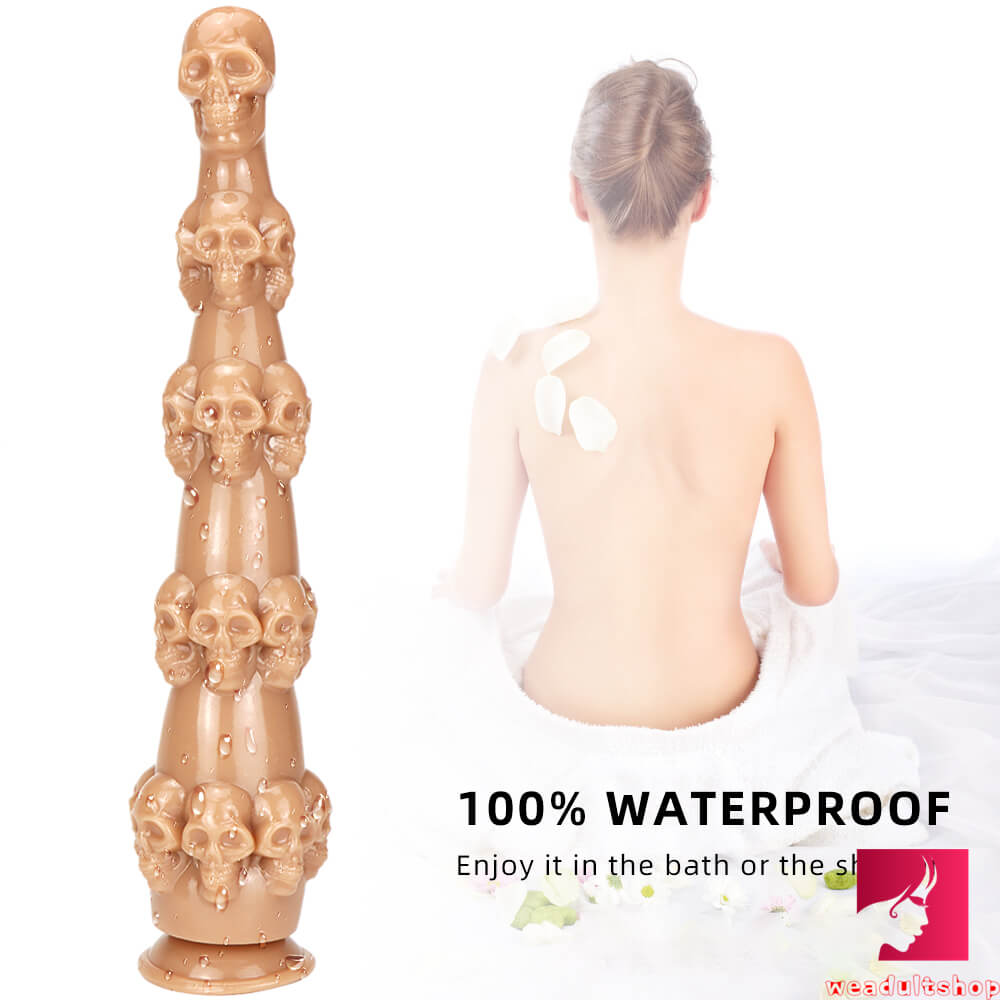 14.56in Skull Fantasy Women Fuck Big Black Dildo Thick Sex Toy