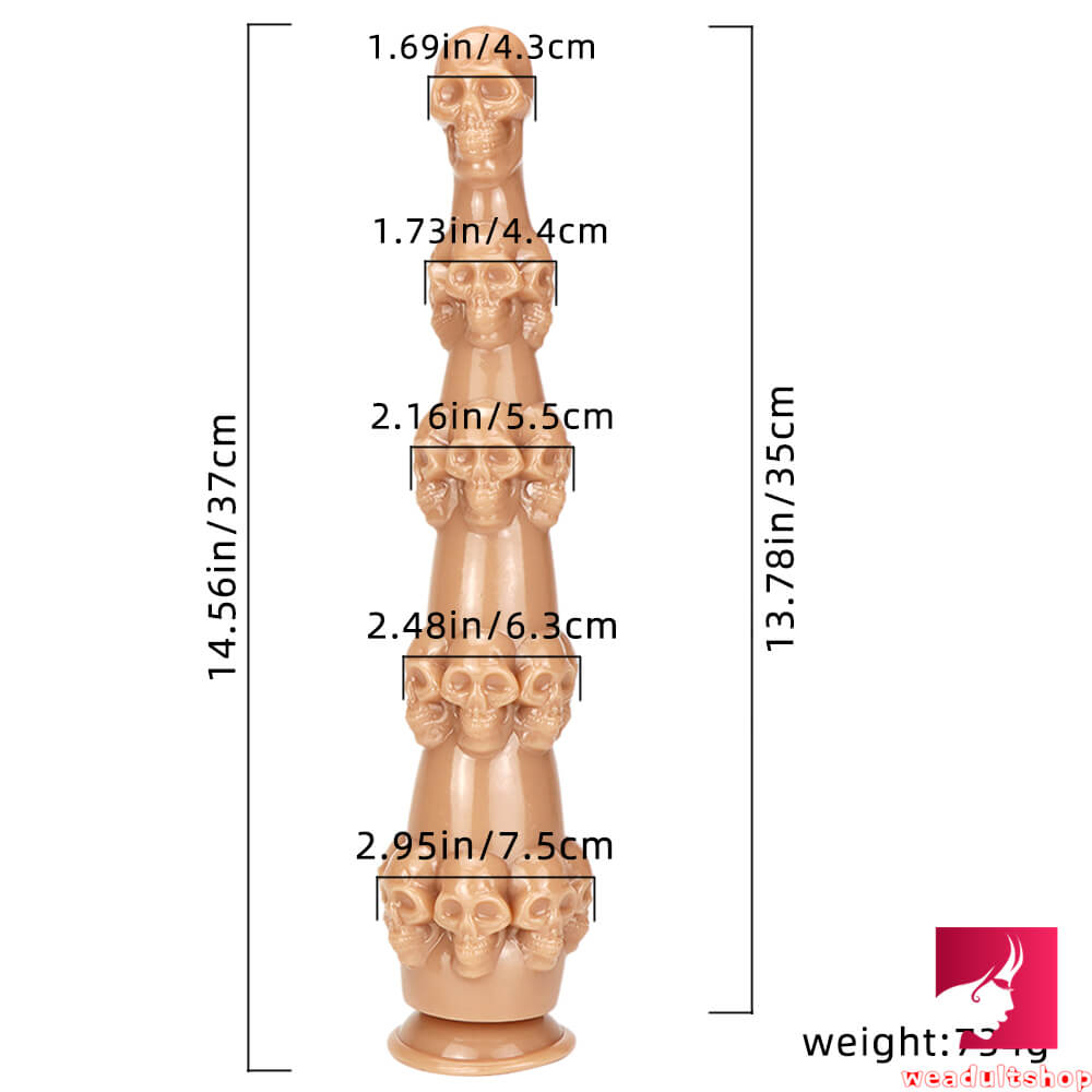 14.56in Skull Fantasy Women Fuck Big Black Dildo Thick Sex Toy