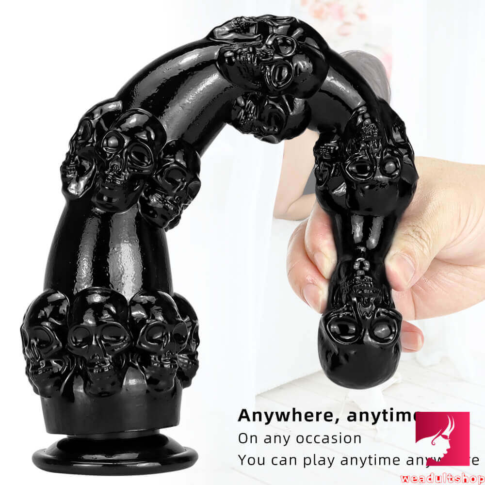 14.56in Skull Fantasy Women Fuck Big Black Dildo Thick Sex Toy