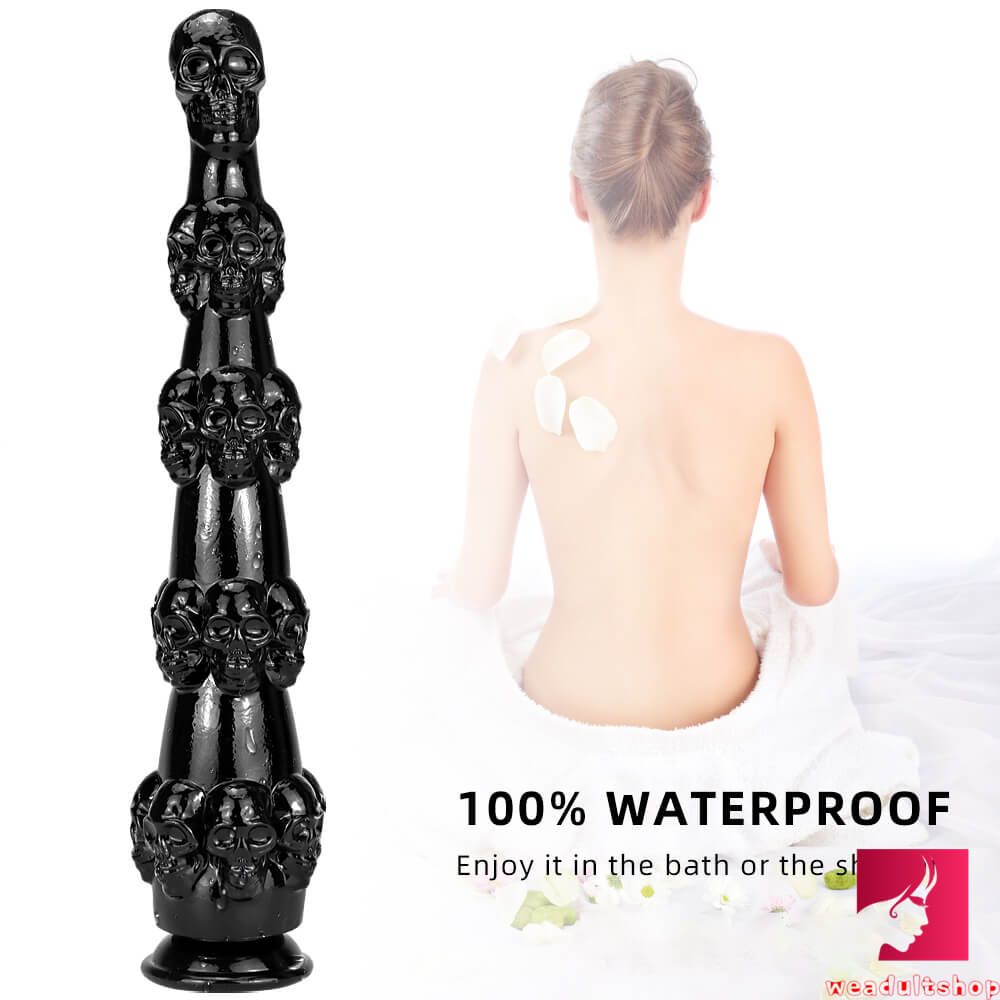 14.56in Skull Fantasy Women Fuck Big Black Dildo Thick Sex Toy