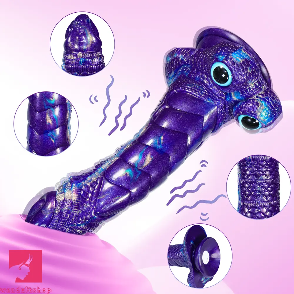 9.05in Dragon Scale Armor Animal Vibrating Dildo With Tapered Head Toy