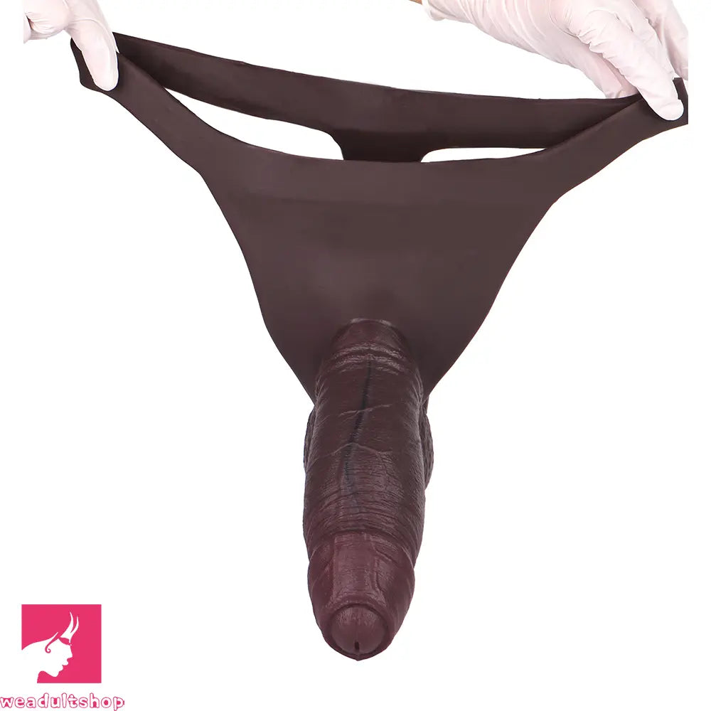 7.08in Uncut Real Texture Soft Silicone Hollow Strap on Dildo Toy Panty