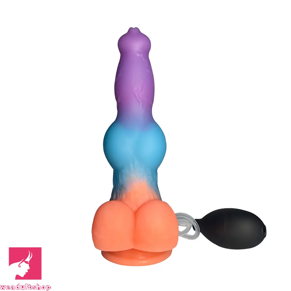 9.25in Vibrating Ejaculating Dog Knot Silicone Luminous Dildo For Feeling