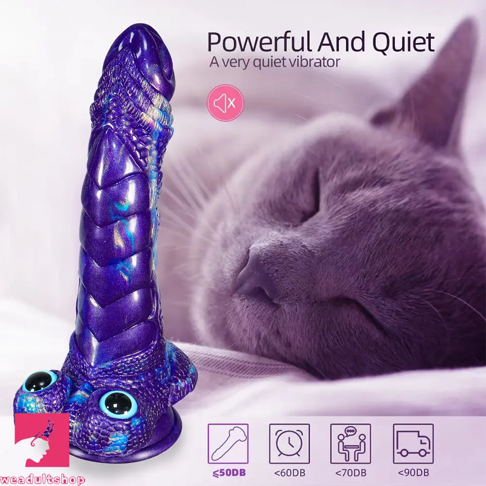 9.05in Dragon Scale Armor Animal Vibrating Dildo With Tapered Head Toy