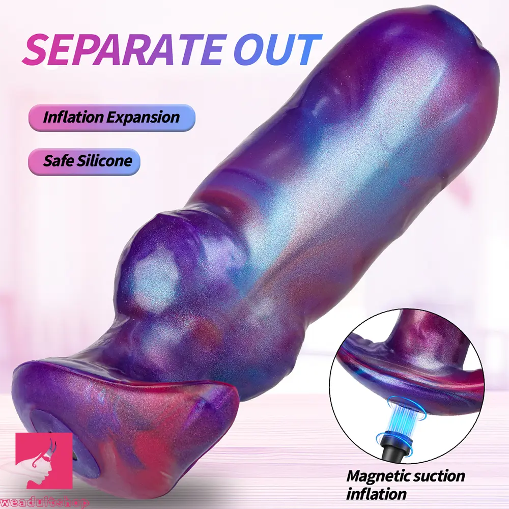 6.7in Magnetic Inflatable Knot Silicone Dildo G-spot Sex Toy For Penis