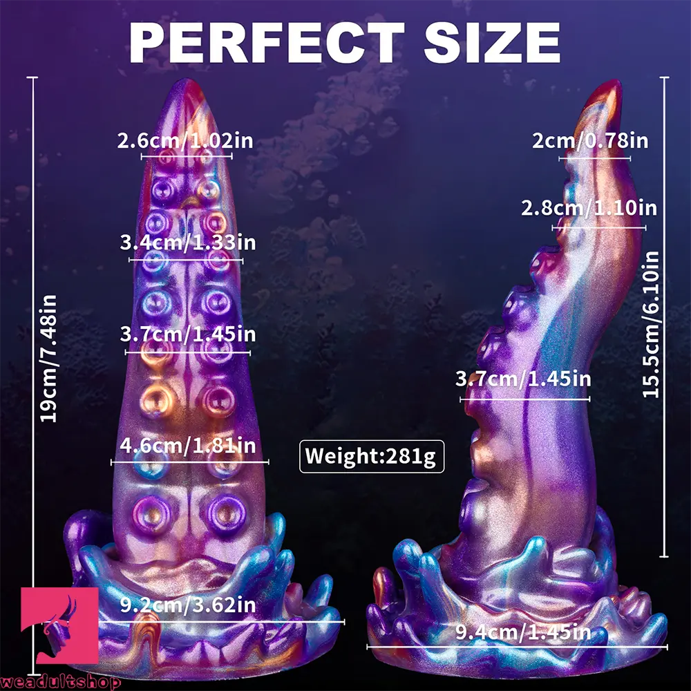 7.48in Tentacle Monster Silicone Dildo Hands-Free Play For Dilator