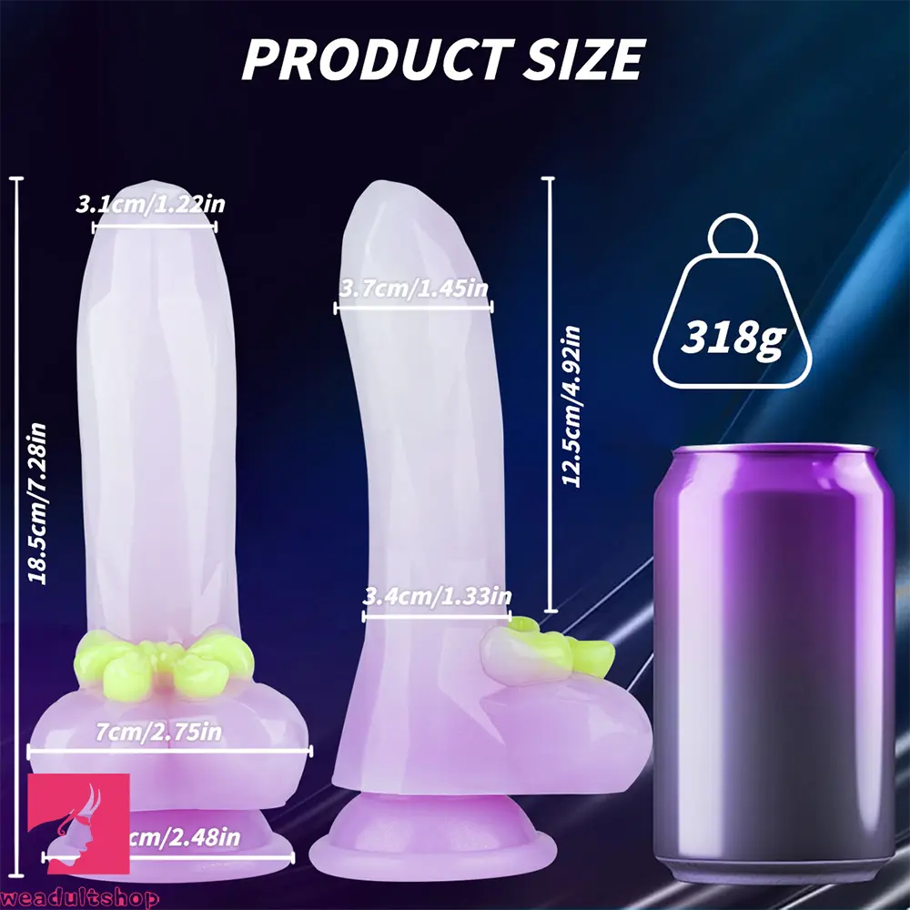 7.28in Silicone Fantasy Soft Dildo Hand-Free Adult Sex Toy For Pleasure