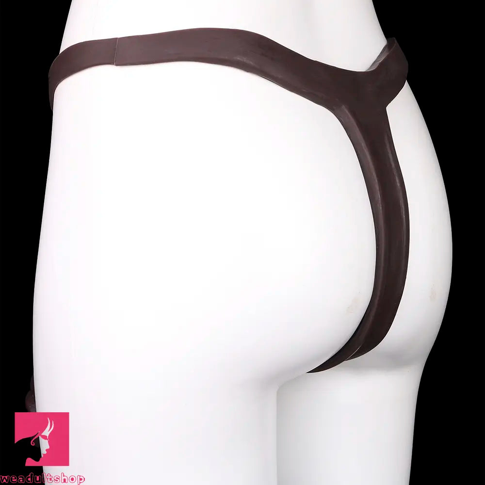 7.08in Uncut Real Texture Soft Silicone Hollow Strap on Dildo Toy Panty