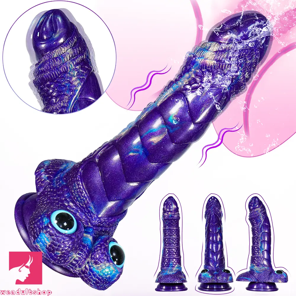 9.05in Dragon Scale Armor Animal Vibrating Dildo With Tapered Head Toy