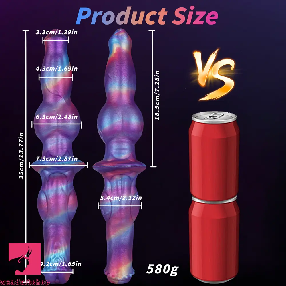 13.77in Dual Sided Horse Dog Knot Silicone Dildo G Spot Stimulator Dildo