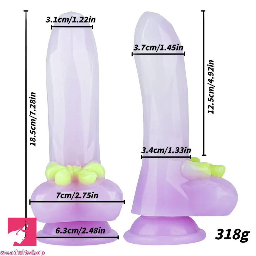 7.28in Silicone Fantasy Soft Dildo Hand-Free Adult Sex Toy For Pleasure