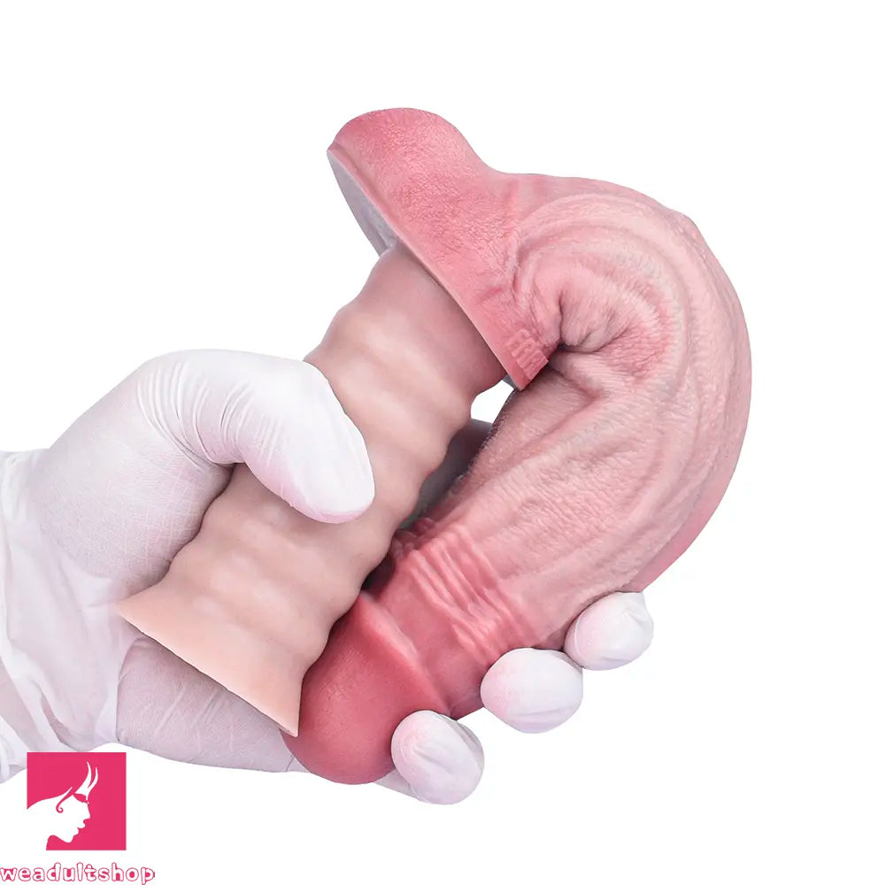 10.82in Real Feeling Double Layer Silicone Soft Handle Flexible Feel Dildo
