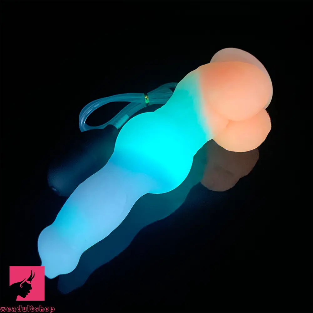 9.25in Vibrating Ejaculating Dog Knot Silicone Luminous Dildo For Feeling